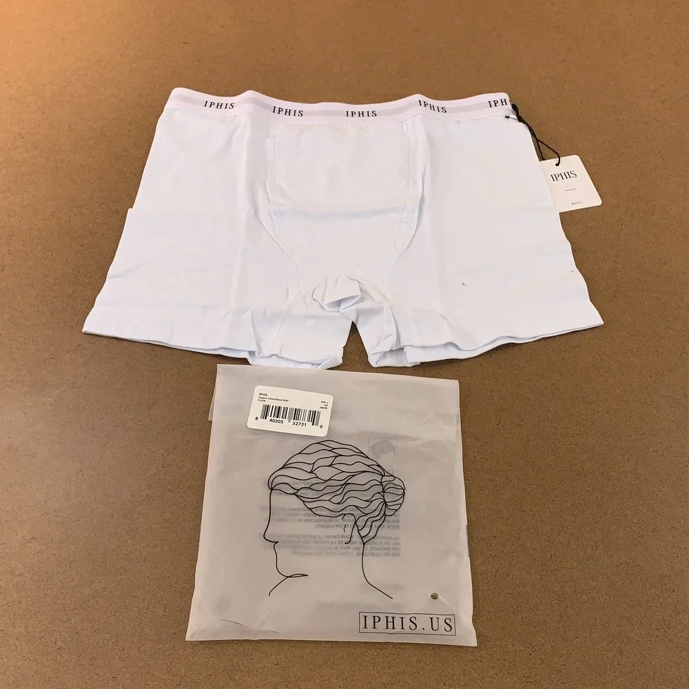 IPHIS Mens Size 2X White Organic Cotton Boxer Brief Underwear NWT